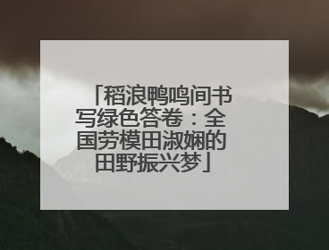 稻浪鸭鸣间书写绿色答卷：全国劳模田淑娴的田野振兴梦
